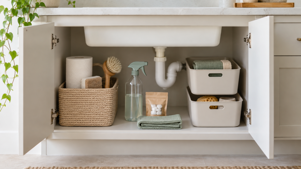 minimalist cleaning cupboard