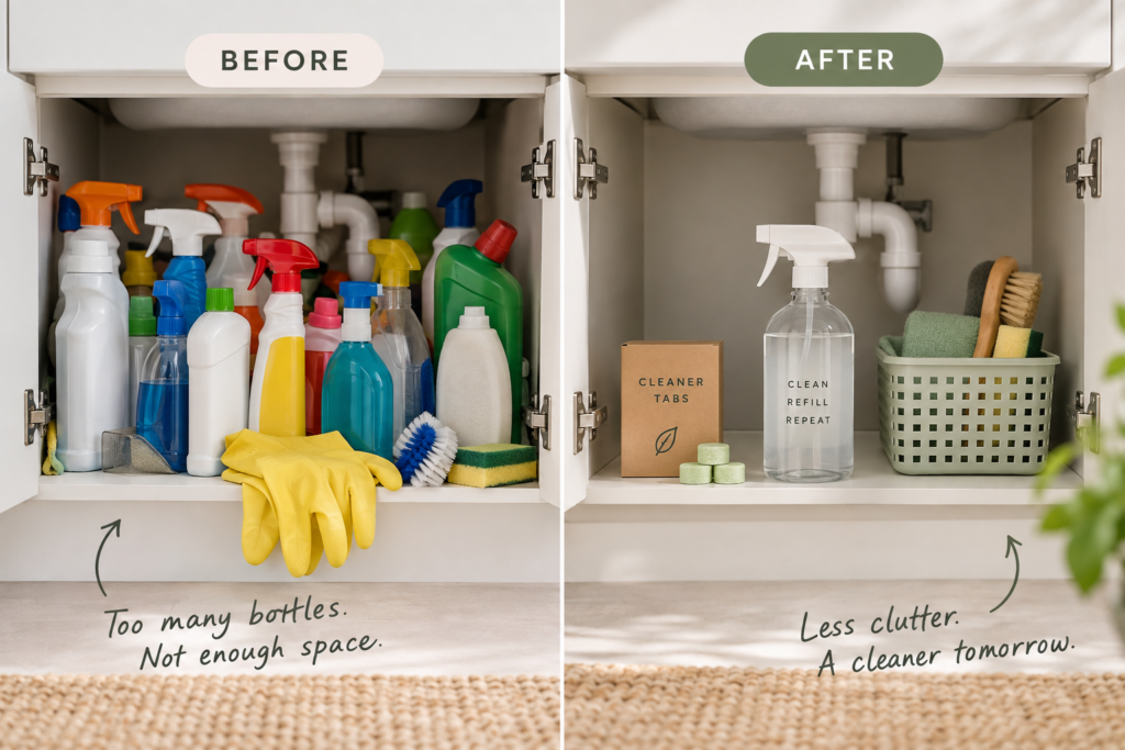 minimalist cleaning cupboard